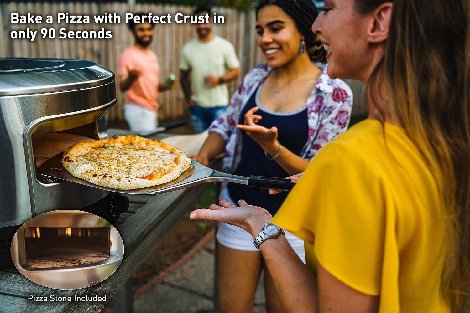 Outdoor Gas Pizza Oven | Stainless Steel 900°F Fast Heat BBQ Grill with Stone