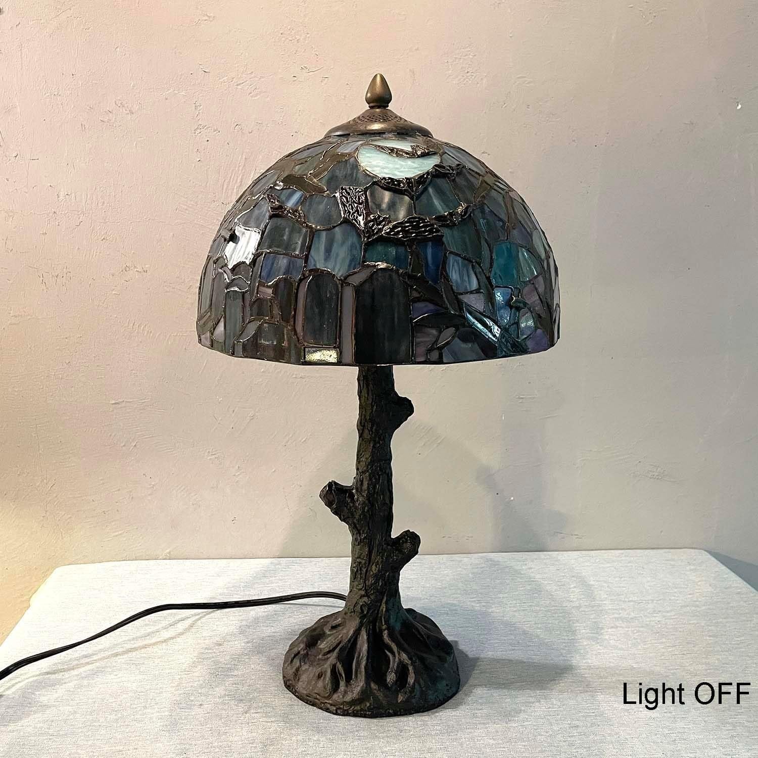 Gothic Tiffany-Style Stained Glass Table Lamp with Graveyard Scene, 30cm
