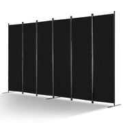 6 Panel Folding Room Divider Black Privacy Screen Freestanding 317x181cm