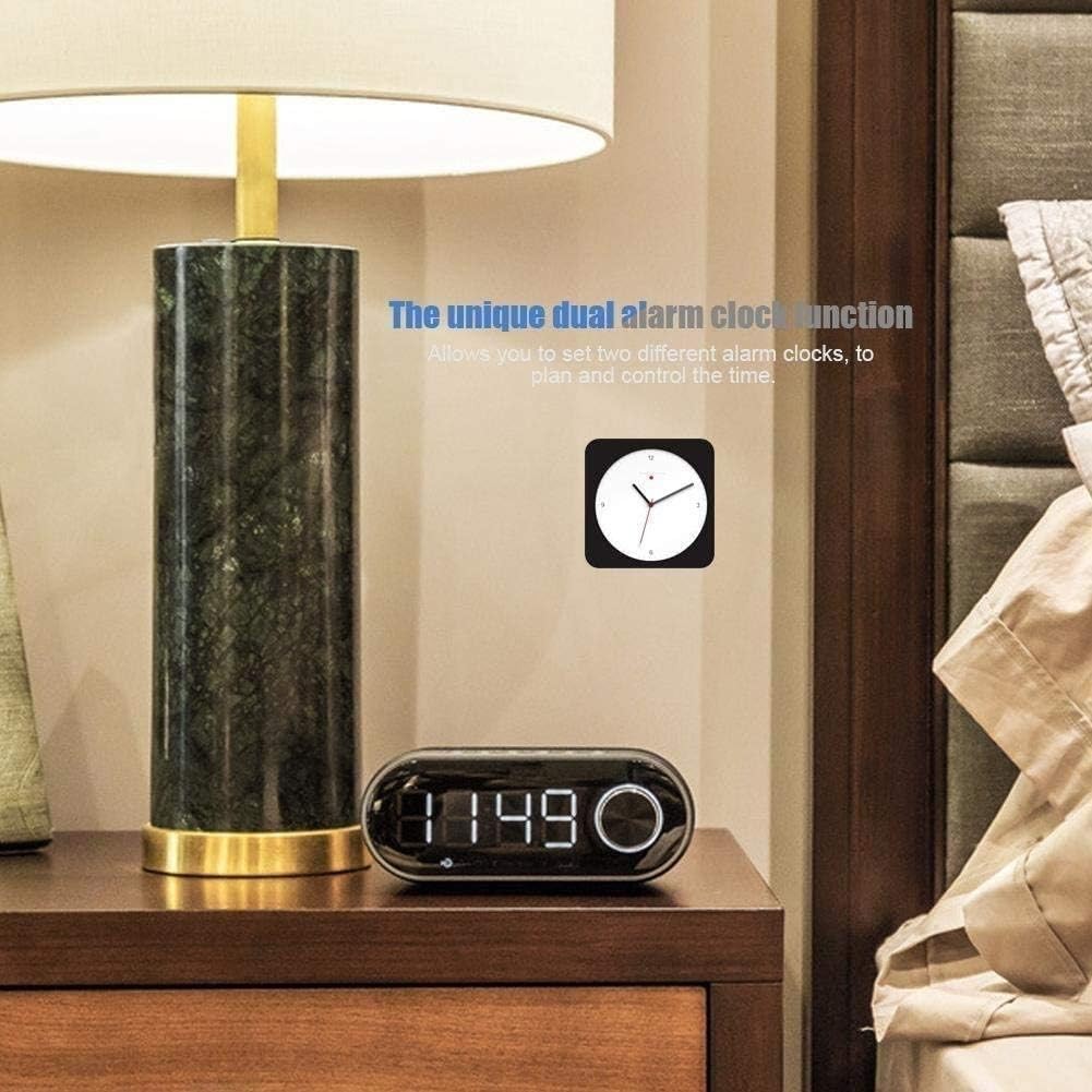 Grey Fabric Bluetooth Alarm Clock Speaker FM Radio LED Desk Bedside
