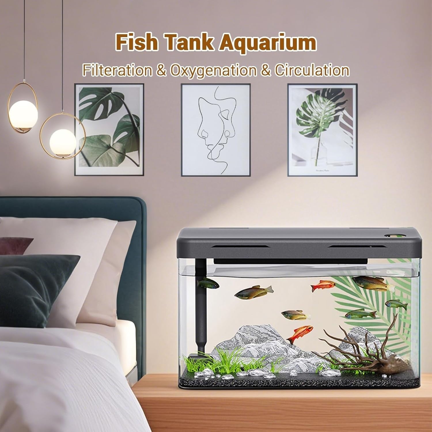19L Acrylic Fish Tank with LED Light Filter Oxygen Pump Aquarium Kit