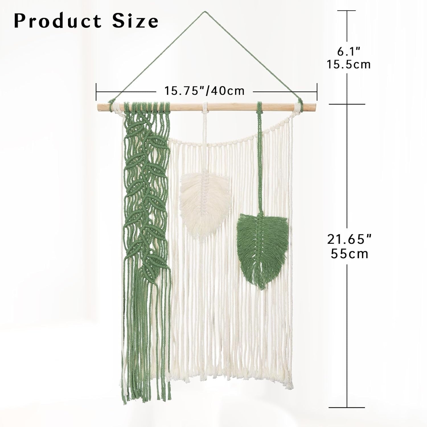 Leaf Macrame Wall Hanging Boho Woven Home Decor 40.5x54cm