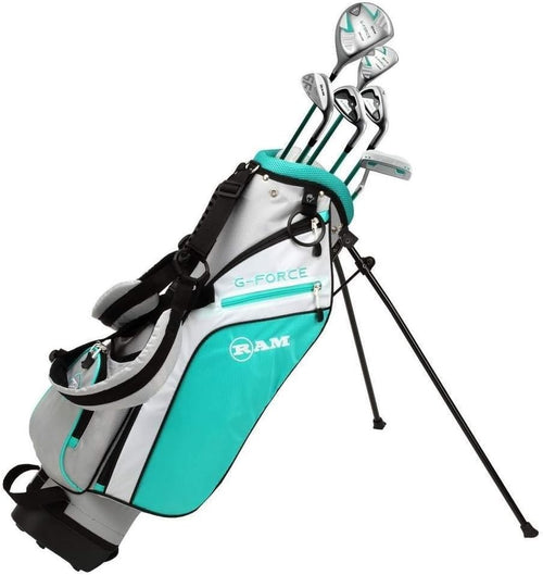 Left Hand Girls Junior Golf Set Ages 7–9 Driver Hybrid Irons Bag