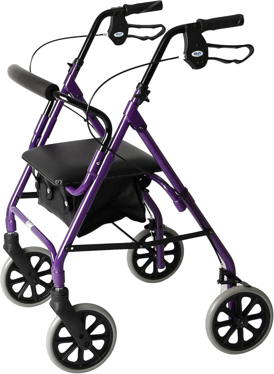 Lightweight Folding Rollator Walker with Brakes Adjustable Handles