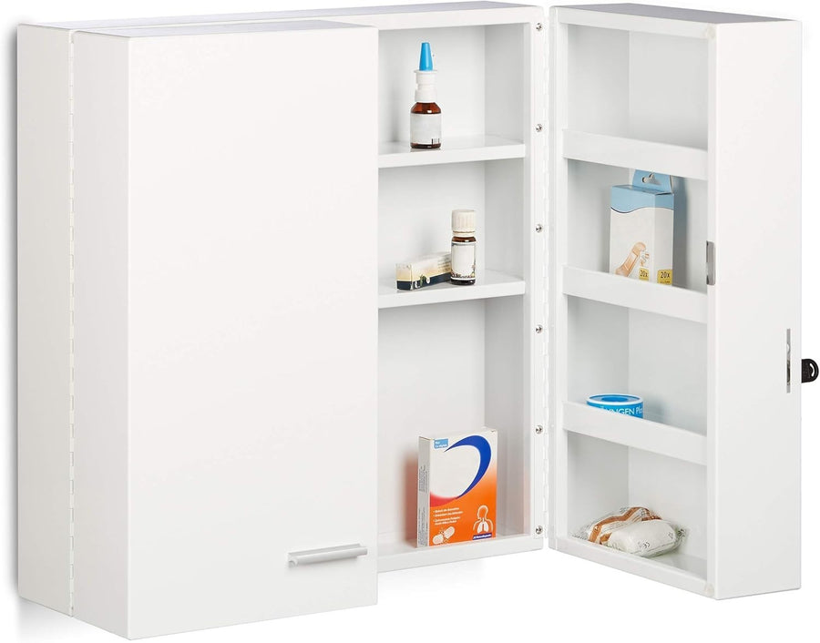 Lockable XXL Medicine Cabinet with 11 Compartments & Magnetic Door
