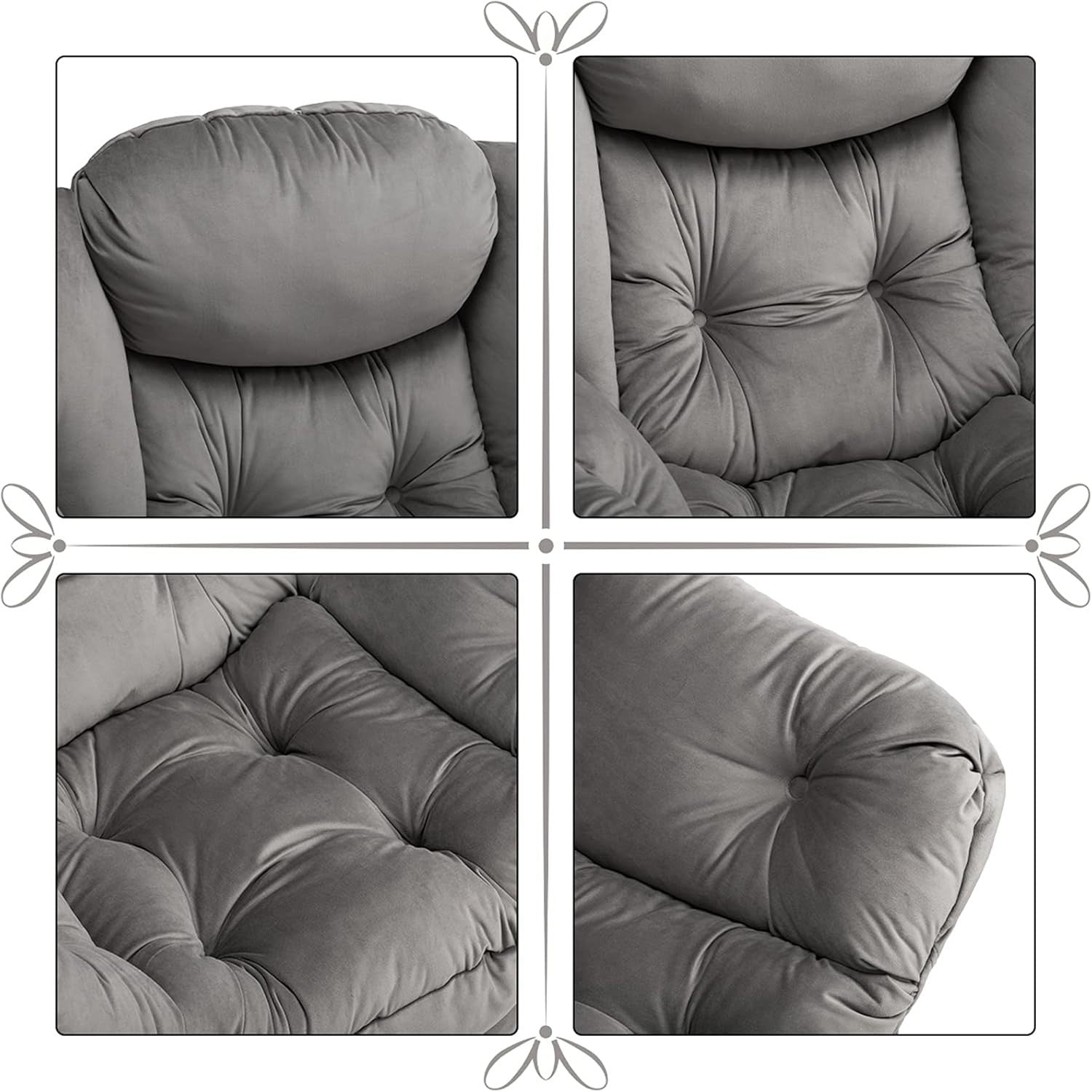 Velvet Grey Armchair Living Room Bedroom Lounge Chair Comfy Relax Seat