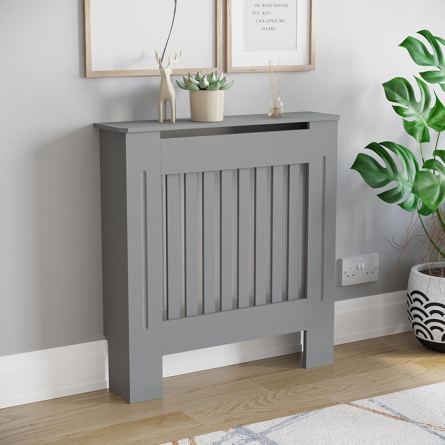 Small Olive Grey Radiator Cover Cabinet Modern MDF Heater Cover