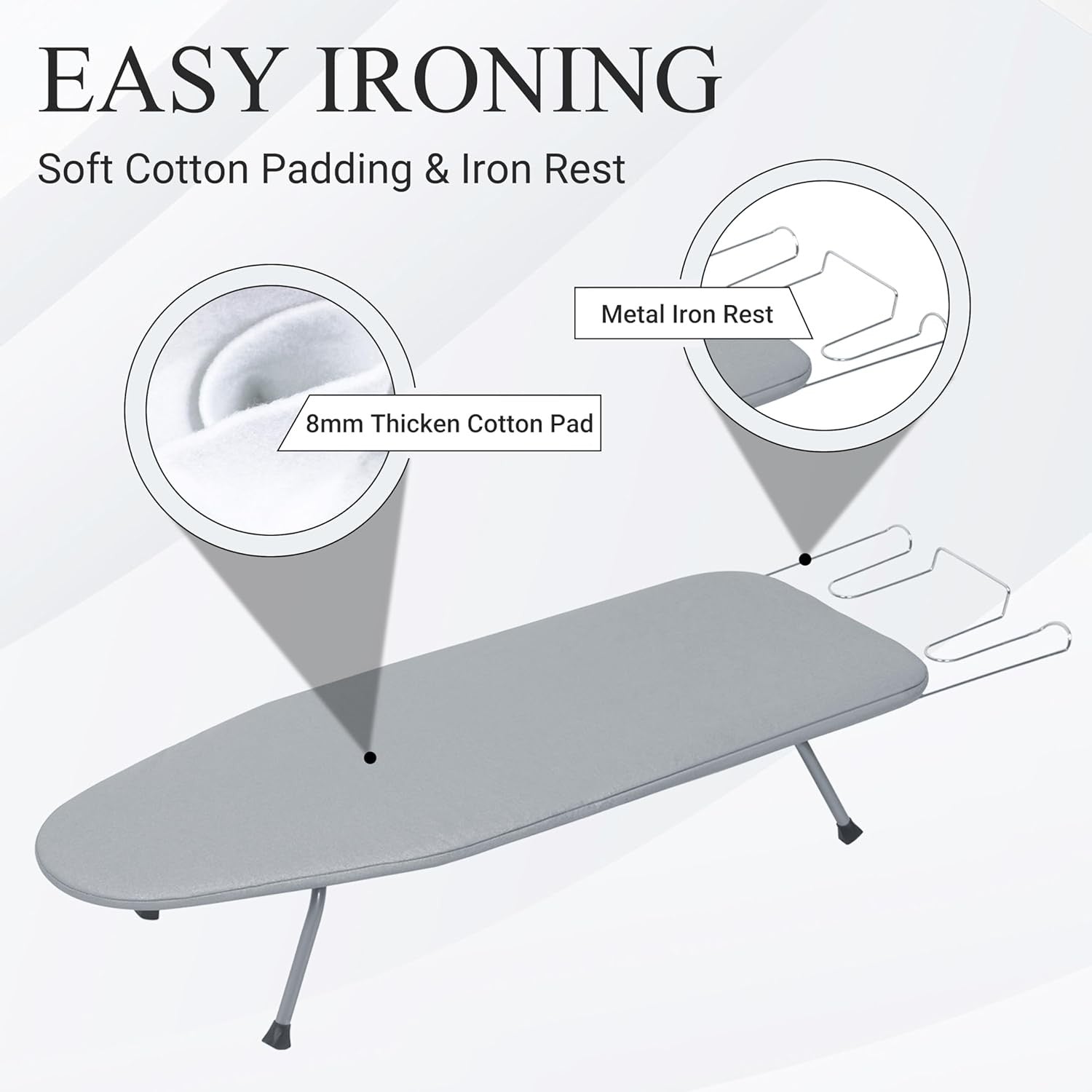Small Tabletop Ironing Board Heat Reflective Foldable with Iron Rest