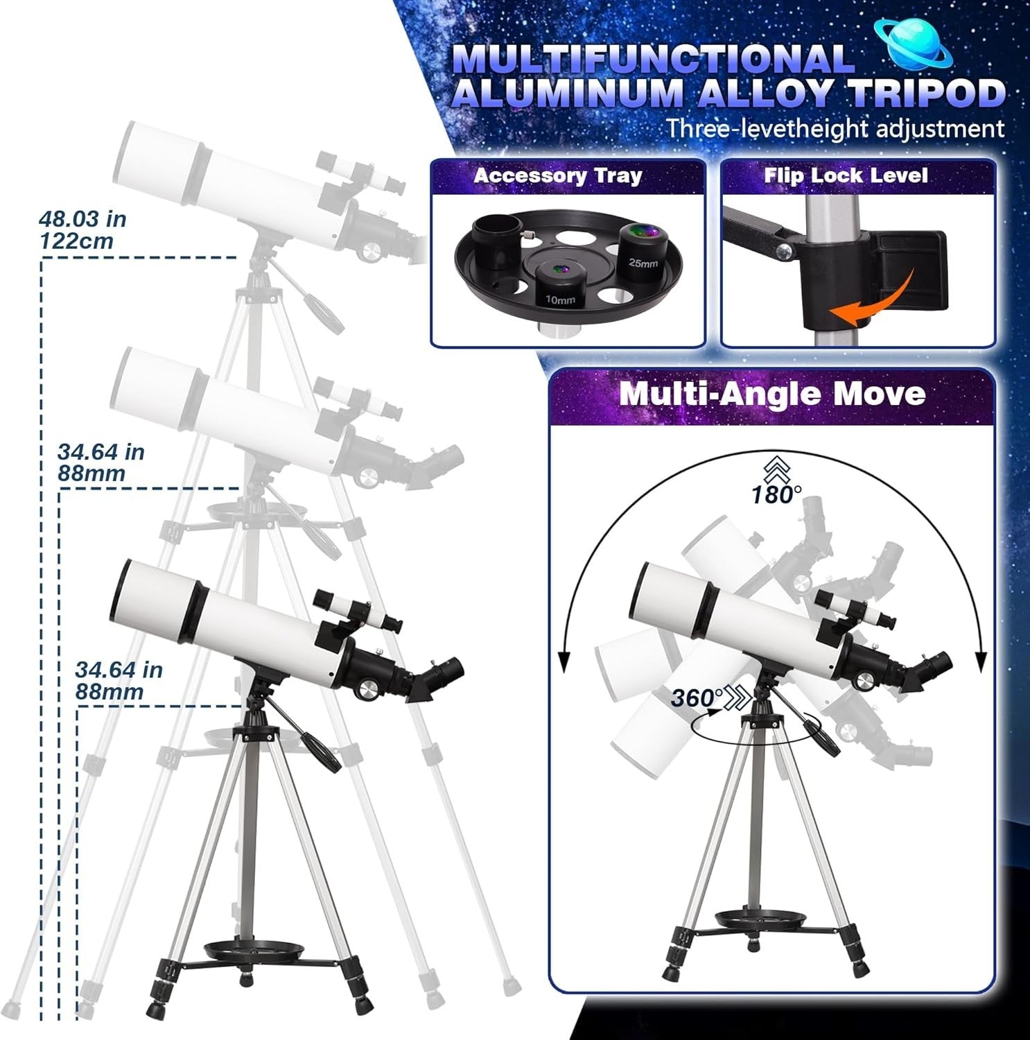 70mm Refractor Telescope for Adults & Beginners 500mm Focal Length