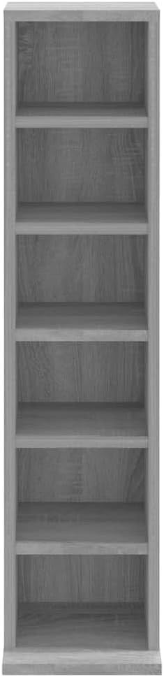 CD Storage Cabinet Media Shelf Bookcase Display Rack Grey Sonoma 88cm