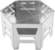 Stainless Steel Foldable Camping Wood Stove BBQ Grill Portable Outdoor Cooking