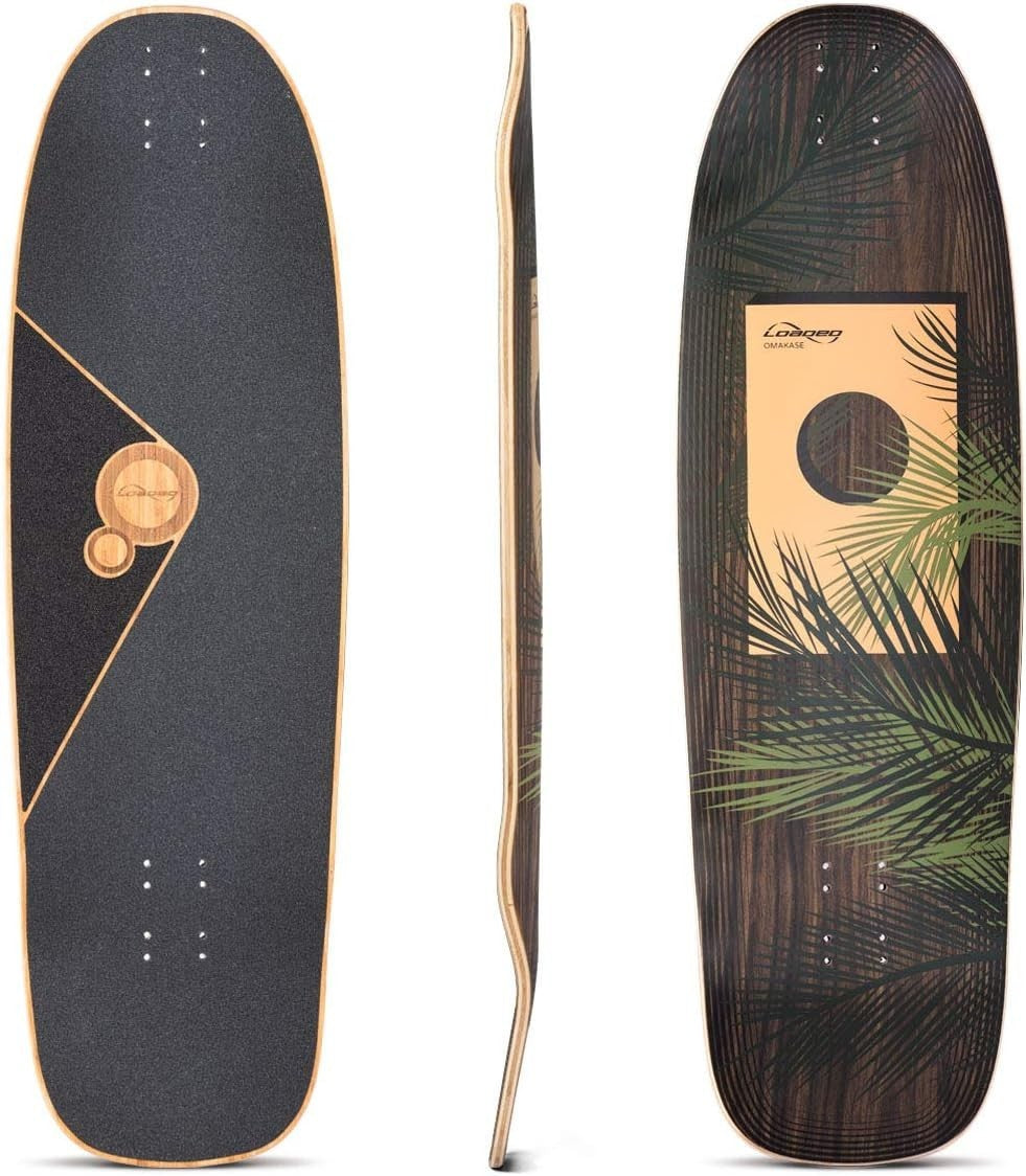 Bamboo Longboard Deck 33.5" × 10" Fibreglass Palm Graphic 70mm Wheels