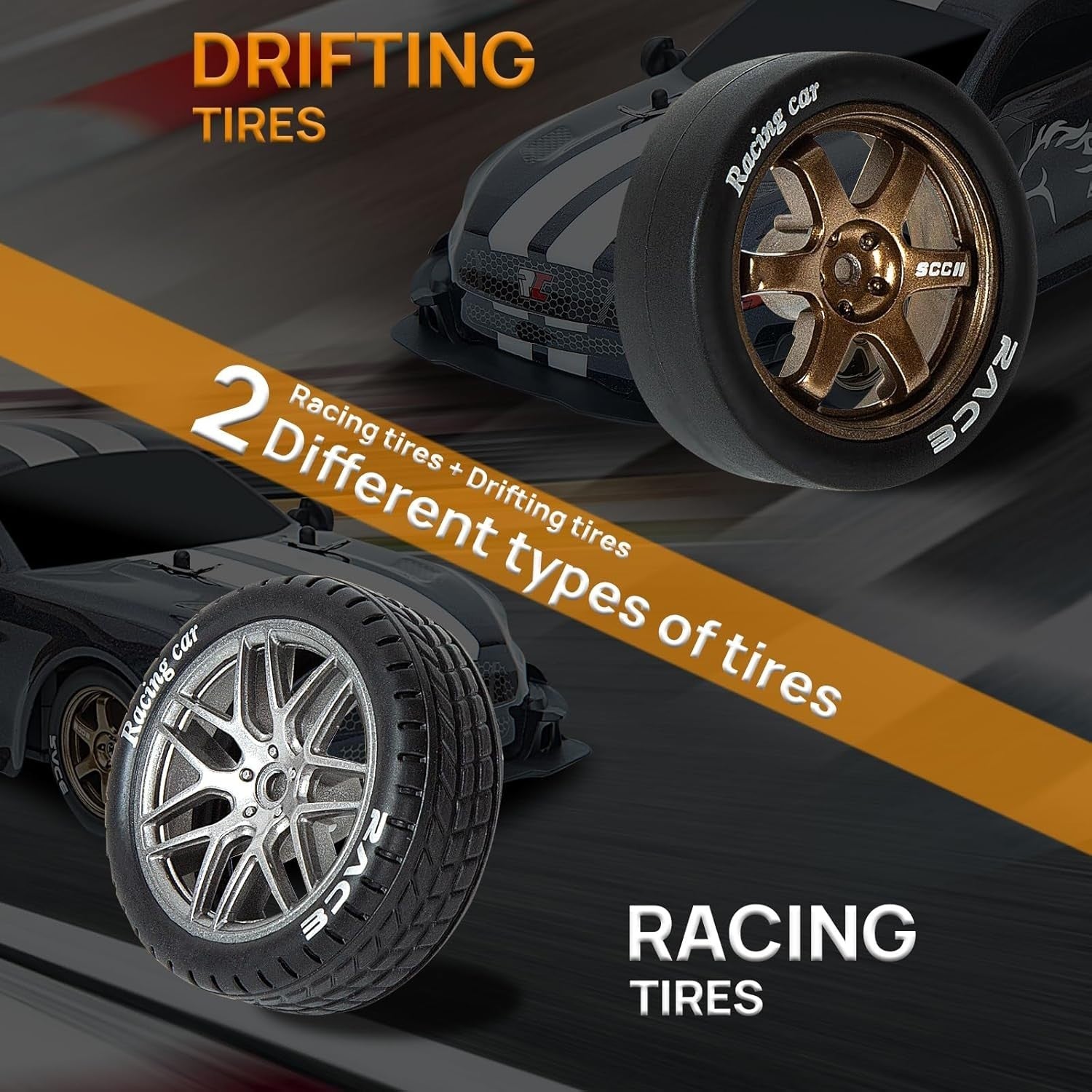 1:14 4WD RC Drift Car Color-Shift Shell High Speed GT Racer + Drift Tires