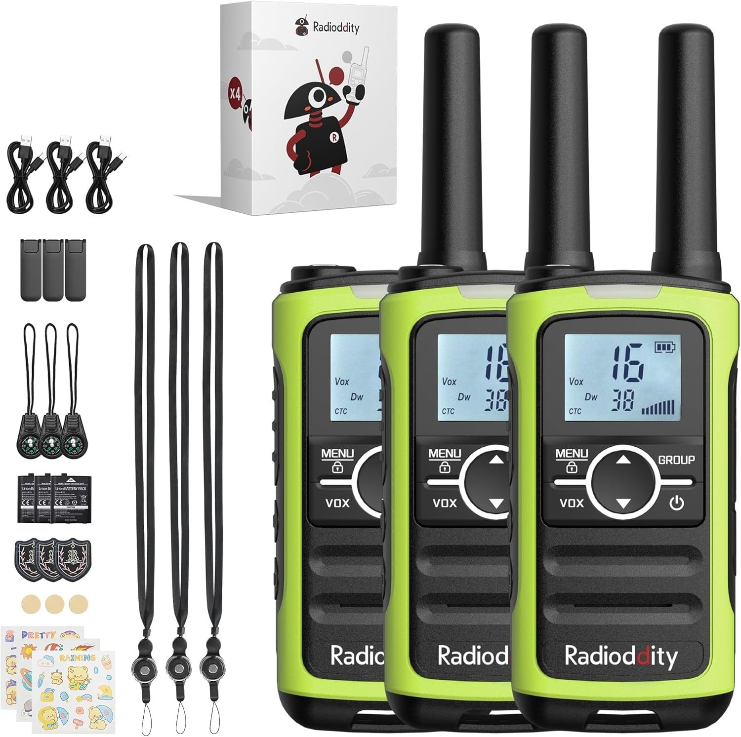 Kids Walkie Talkies Rechargeable 3 Pack PMR446 VOX Long Range USB-C