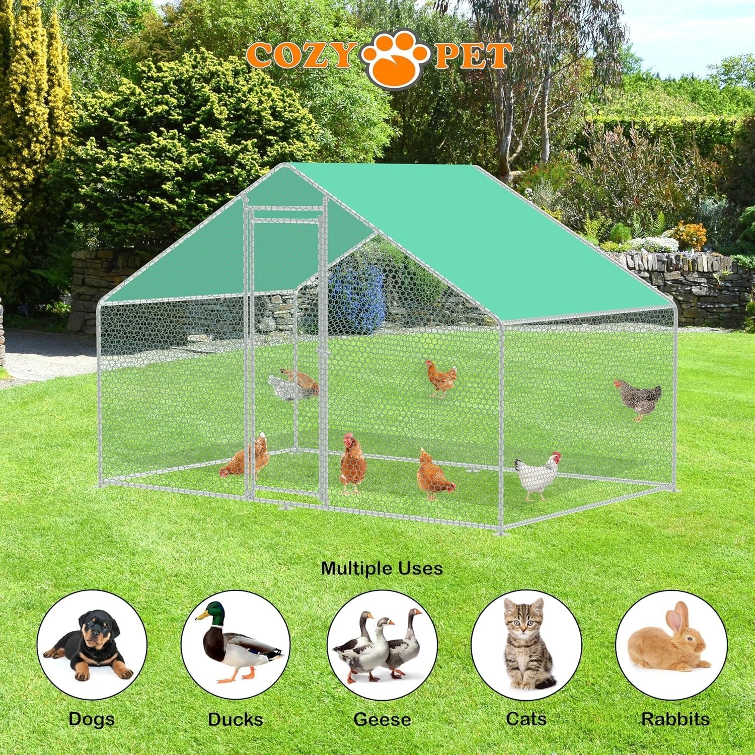 3x2m Walk In Chicken Run 32mm Heavy Duty Steel Coop