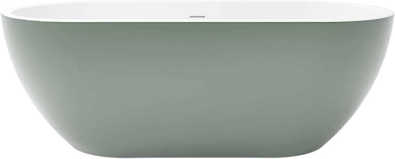 1650x750mm Freestanding Double Ended Bath Green Acrylic Modern Oval