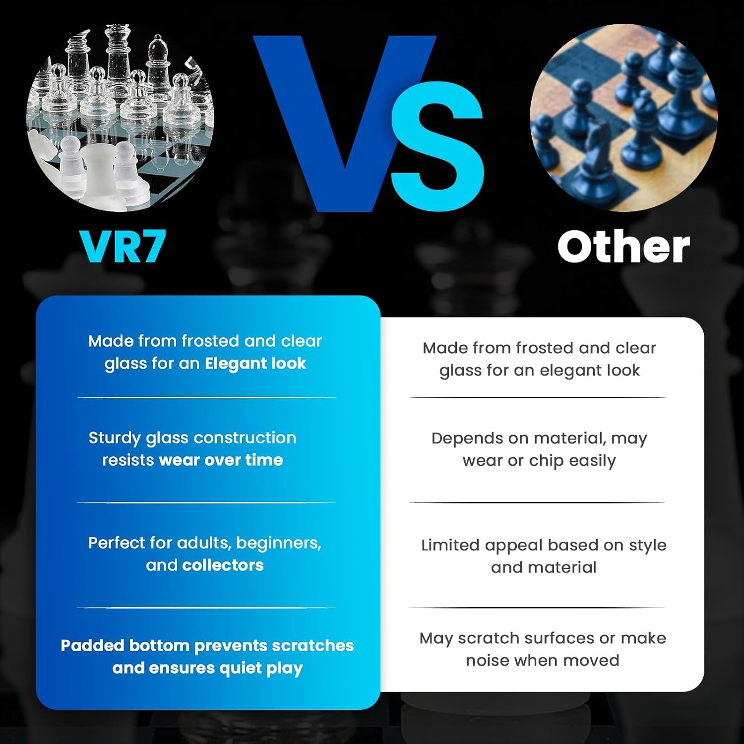Glass Chess Set 35cm Luxury Frosted & Clear Board Crystal Game Set