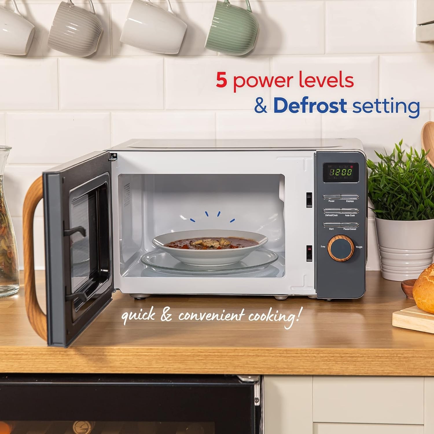 17L Digital Microwave 700W 8 Auto Menus Grey
