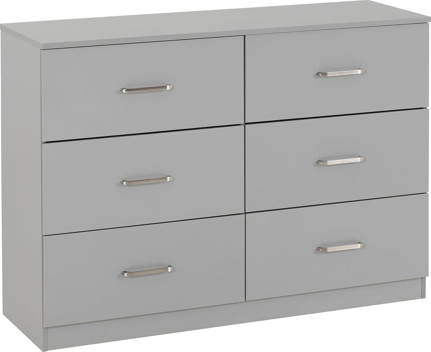 6 Drawer Chest Light Grey Bedroom Storage Unit Modern Clothes Organiser