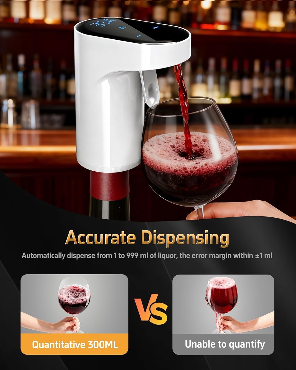 5-in-1 Electric Wine Aerator Dispenser White USB Recharge Smart Adjustable 990ml