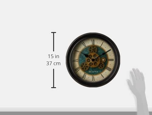 Silent Industrial Wall Clock 12.8" Gear Dial Retro Aged Black Metal