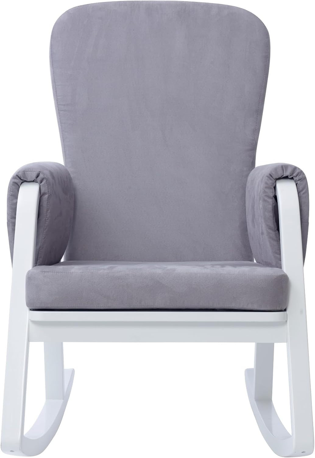 Compact Comfortable Rocking Chair with Padded Support & Side Pockets