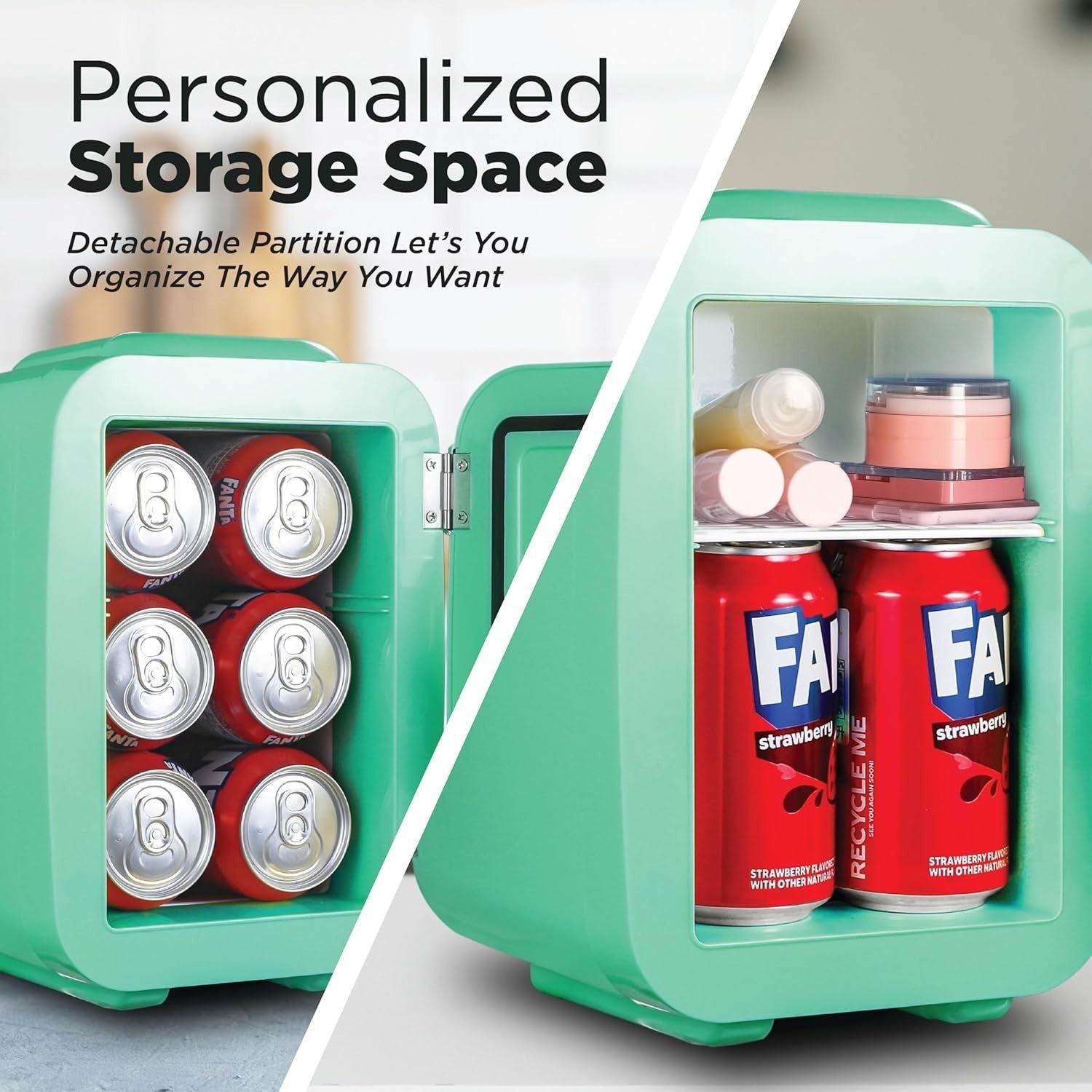 4L Mini Fridge Mint Green Portable Cooler Warmer AC/DC Use