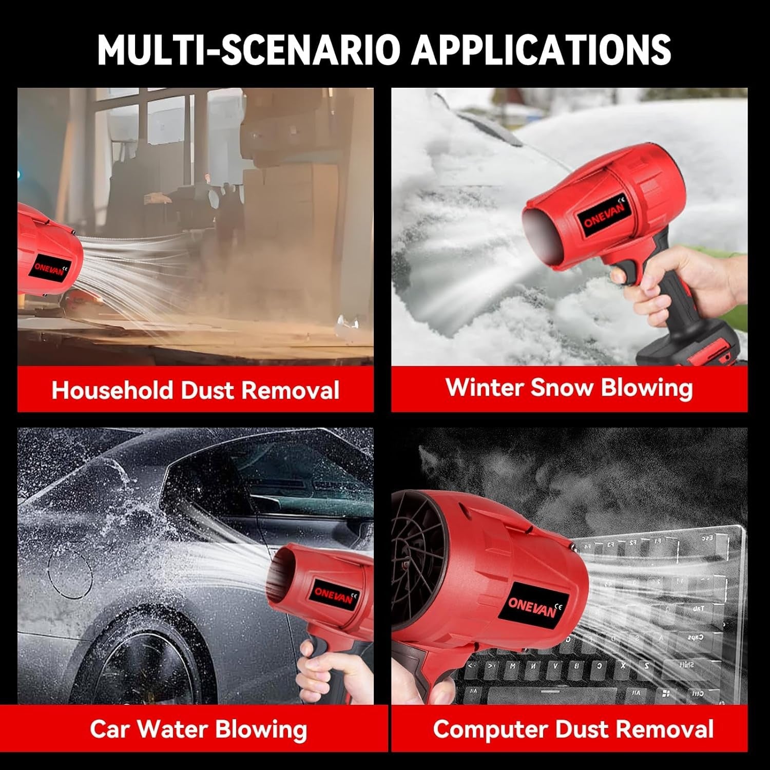 Cordless Turbo Jet Leaf Blower Brushless Mini Snow Blower 358MPH Dual Battery