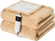 Electric Heated Blanket 150x200cm Sherpa Fleece 10 Heat Settings Timer
