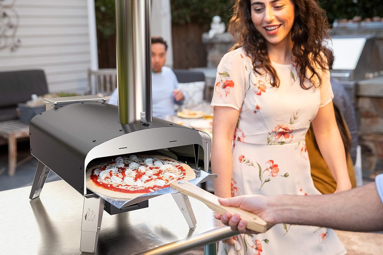 Outdoor Wood Pellet Pizza Oven 500°C Rotating Stone | Portable BBQ Grill Garden
