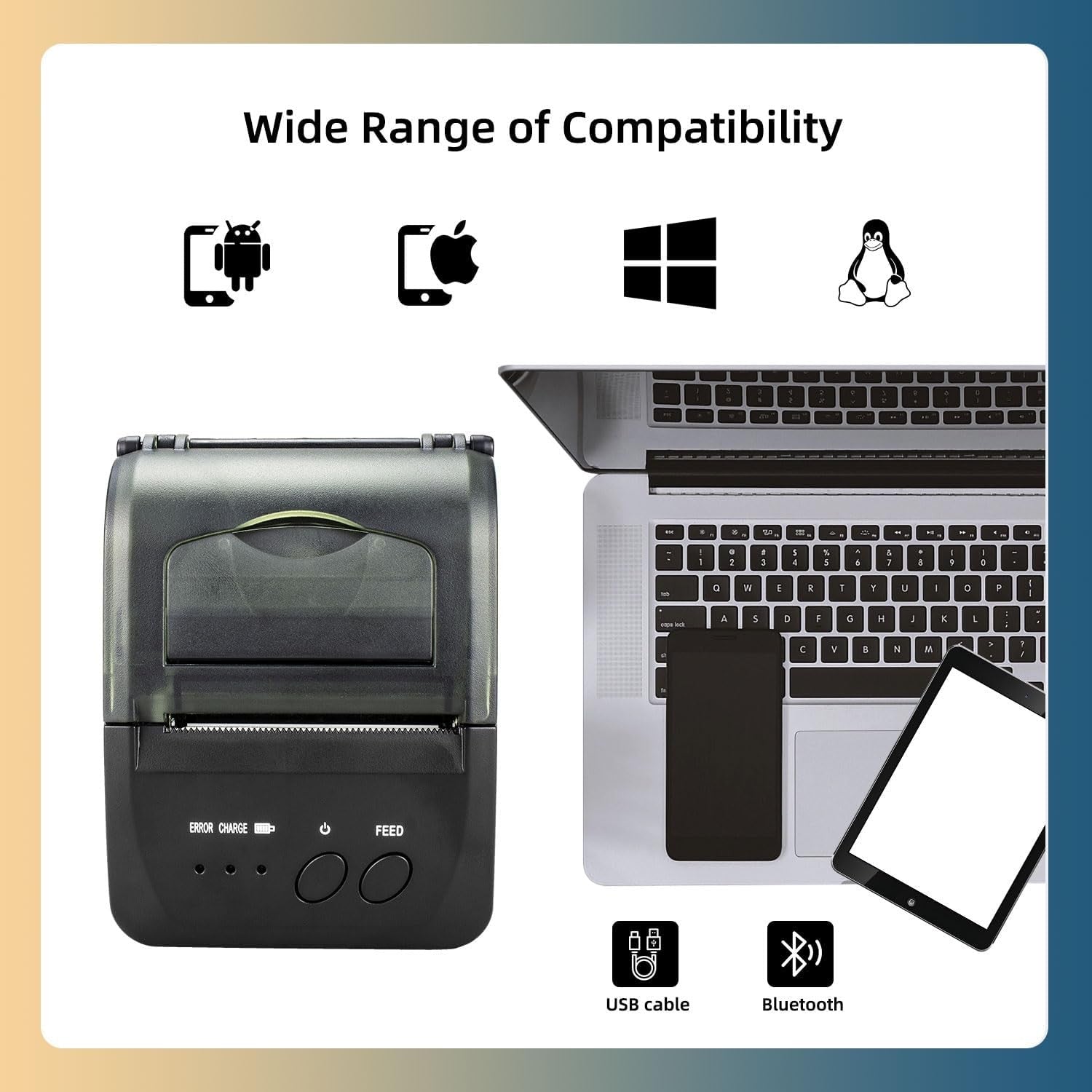NetumScan Bluetooth Thermal Receipt Printer 2" Mini USB POS 58mm