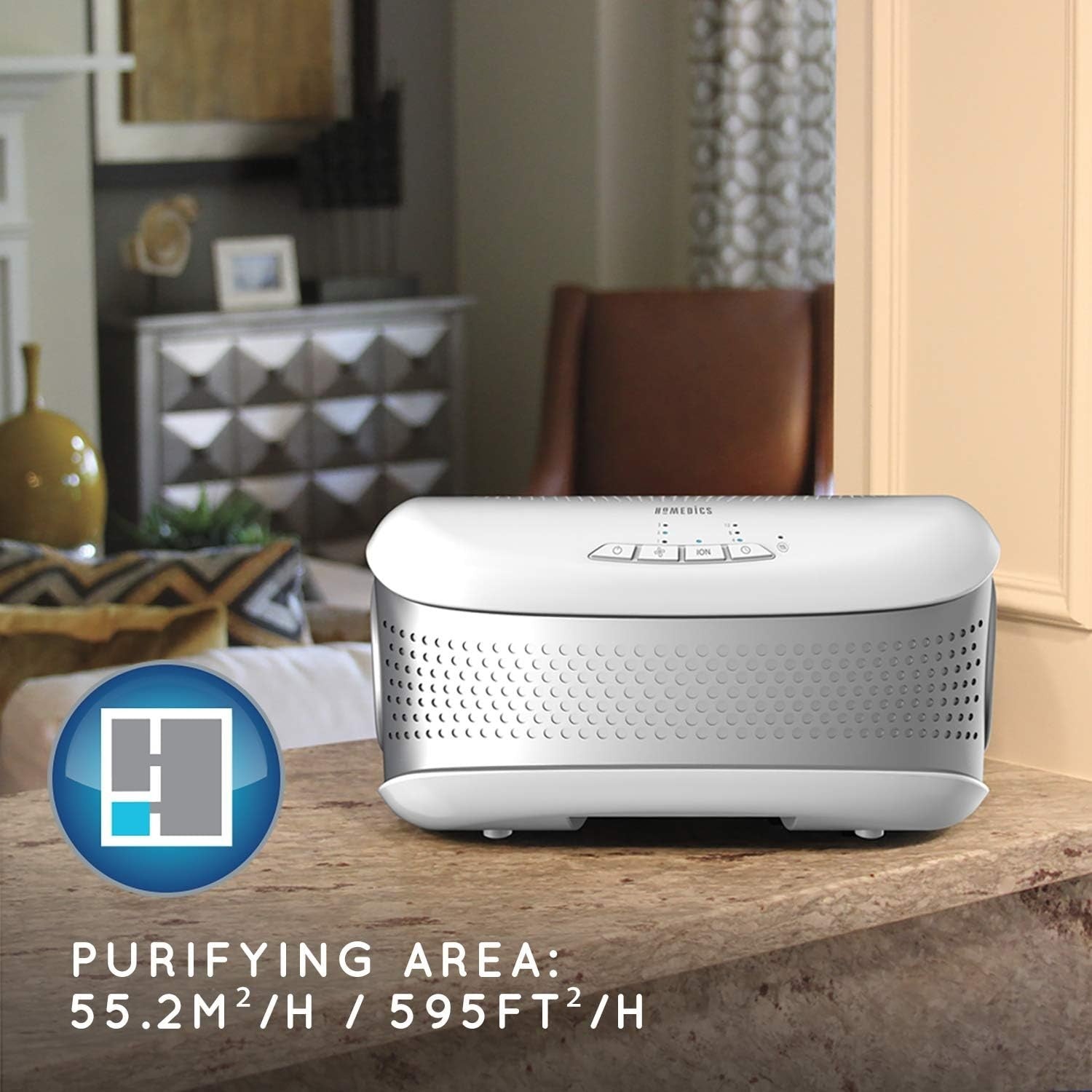 Desktop Air Purifier HEPA Carbon Filter Ionizer Allergy Smoke Pet Odours