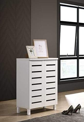 2 Door Shoe Storage Cabinet Slim Organizer 60x33x87 cm White