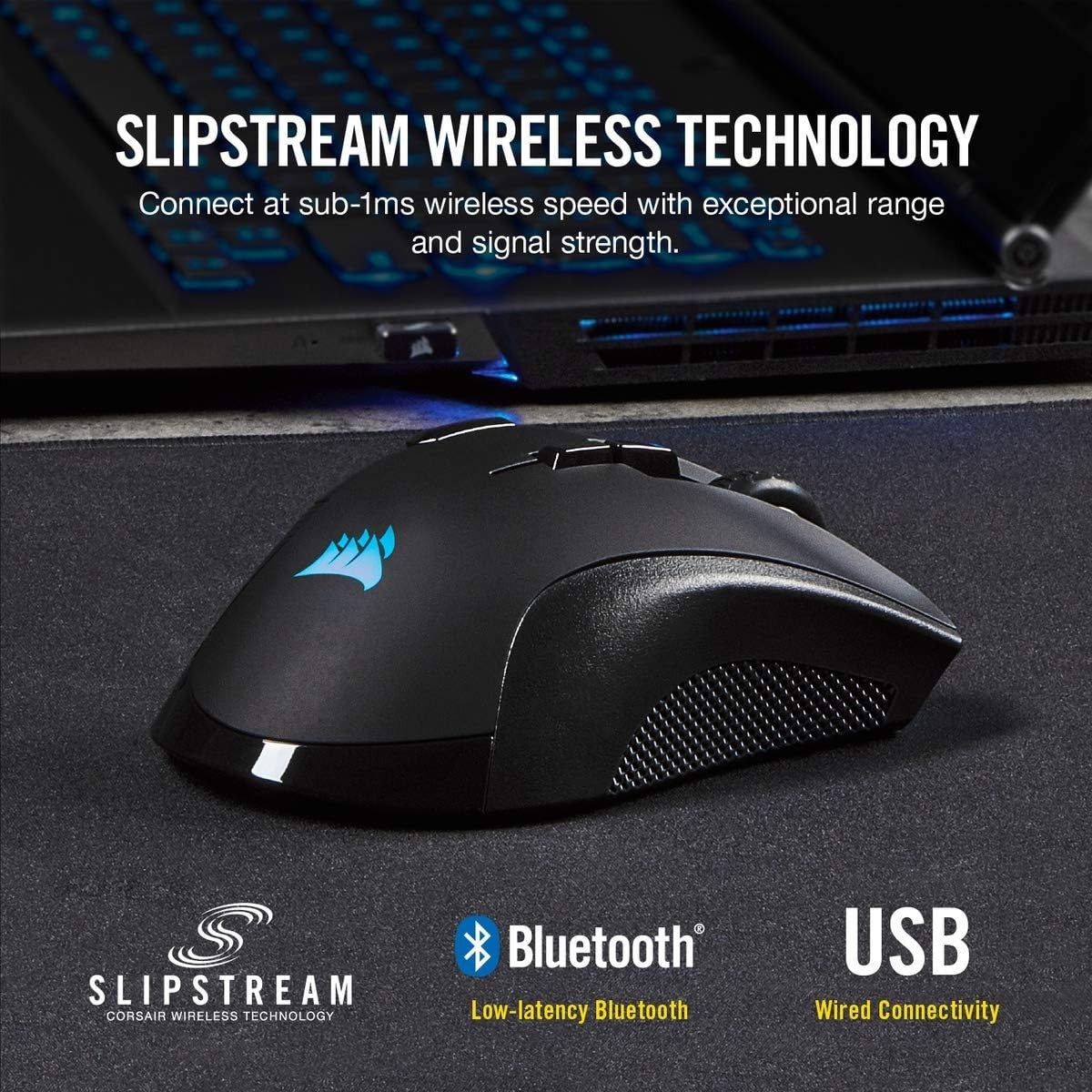 Wireless Gaming Mouse 18000 DPI RGB 10 Buttons Sub-1ms FPS MOBA