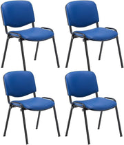 Heavy Duty Stackable Meeting Chairs PU Padded Seat Blue 4 Pack