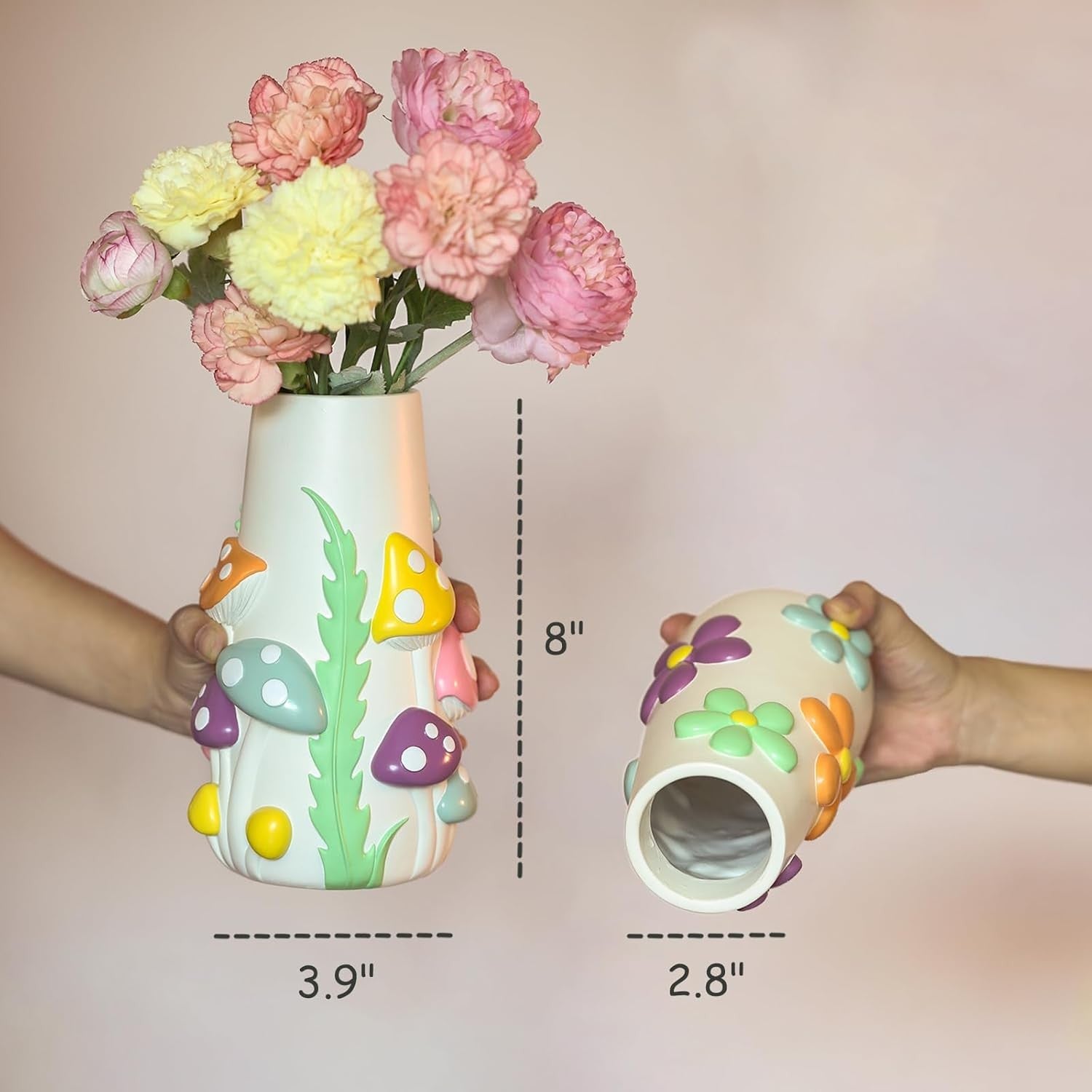 Colourful Mushroom Vase Funky Resin Flower Vase Cute Table Home Decor