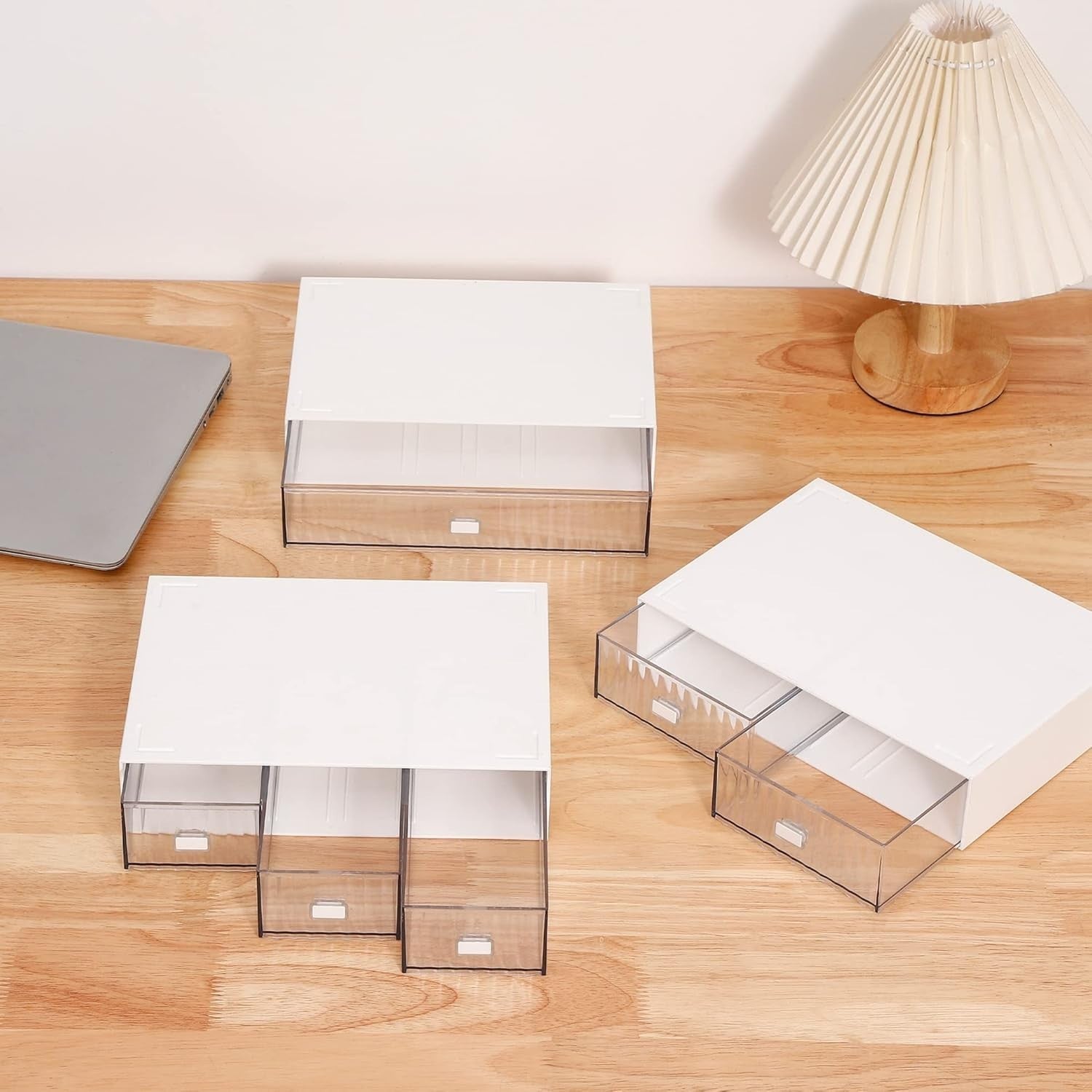 3 Tier Desk Organizer 6 Clear Drawers Stackable Storage Makeup Office
