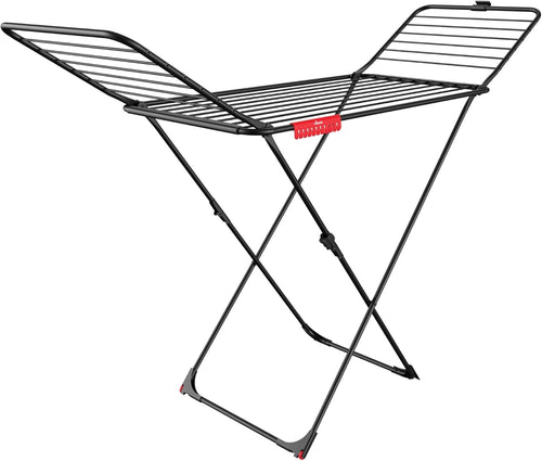 20m Folding Clothes Airer X-Legs Heavy Duty Drying Rack Space Saving Black