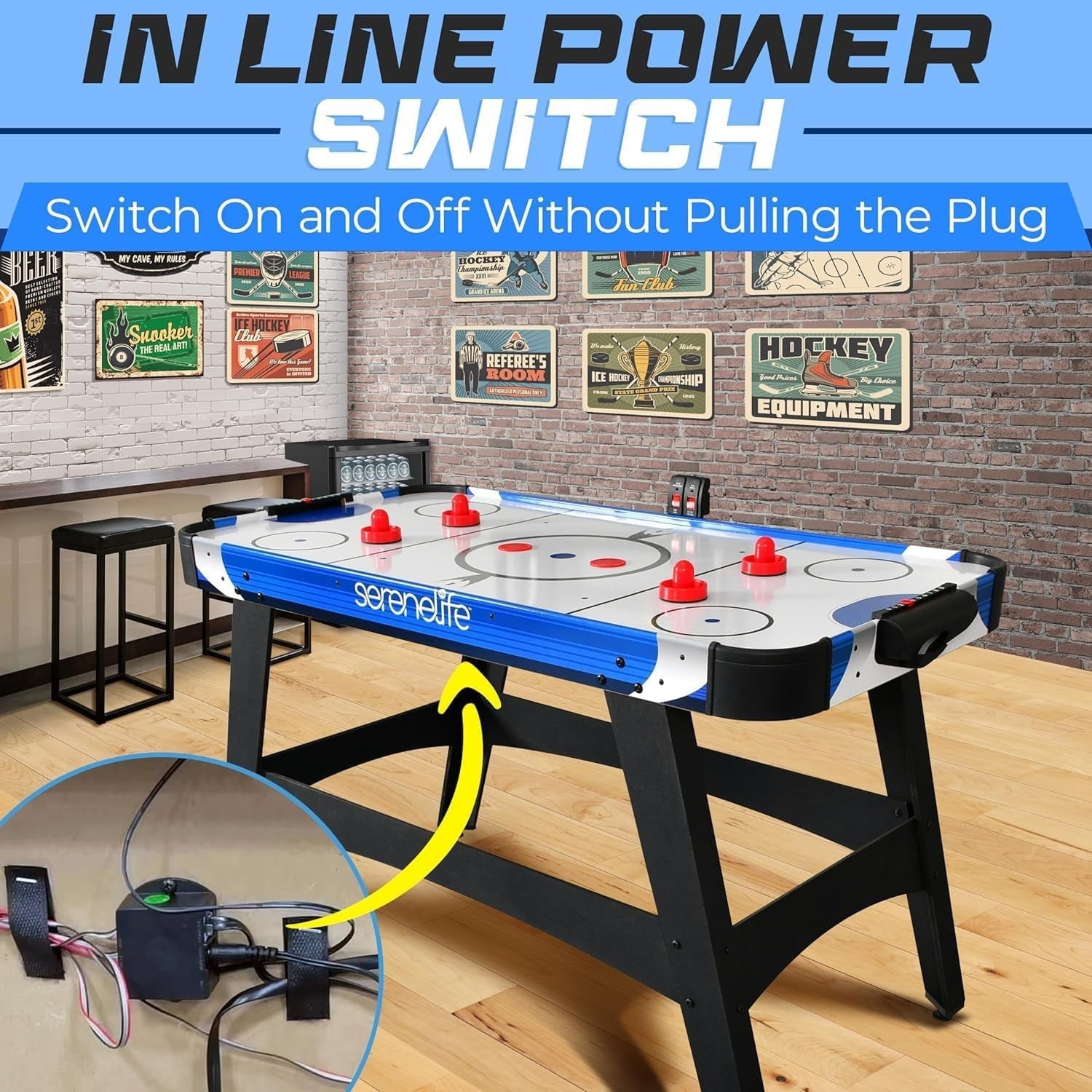 4.5ft Air Hockey Table LED Scoreboard 12V Motor 2–4 Players