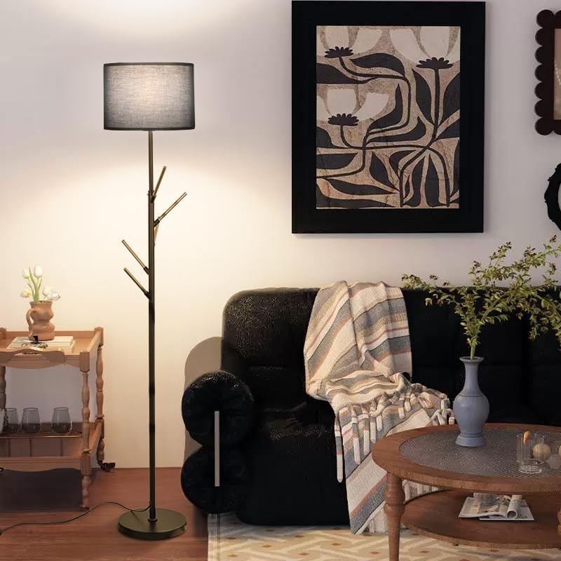 Floor Lamp with Coat Rack Remote App Dimmable Tall Standing Light