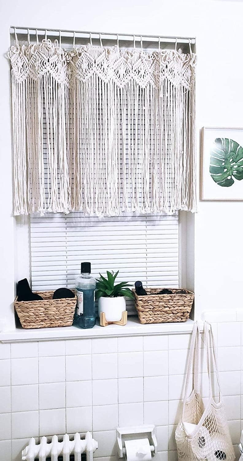 Macrame Curtain 89x66cm Boho Window Wall Hanging Decor