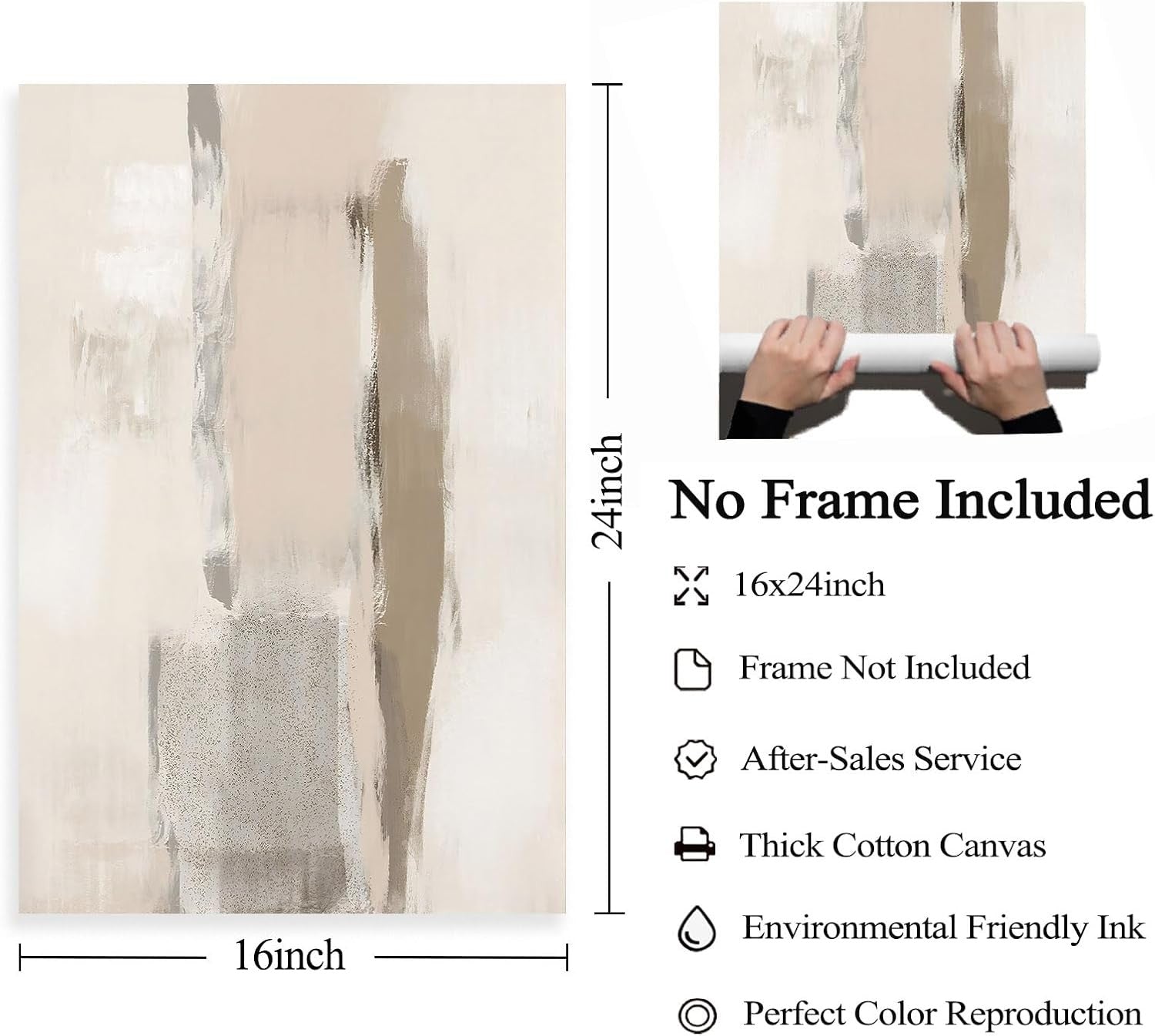 Abstract Beige Wall Art Set of 2 – Neutral Minimalist Canvas Prints 16x24