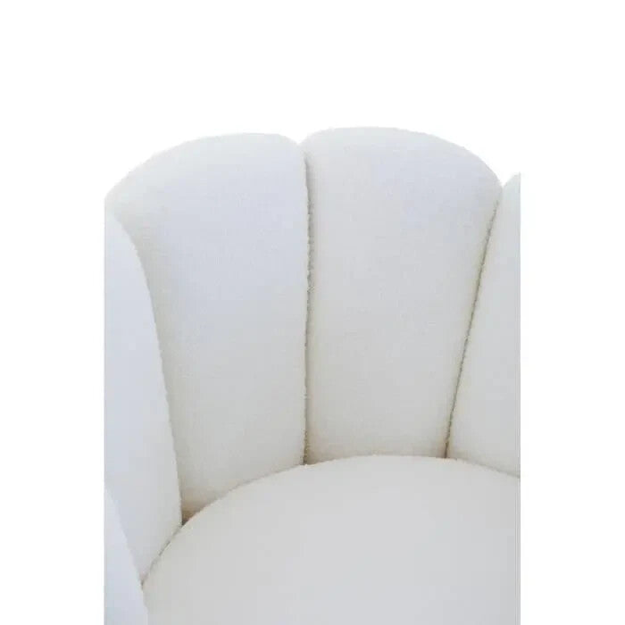 Off White Shell Accent Chair Teddy Fabric Gold Base Modern Lounge Seat