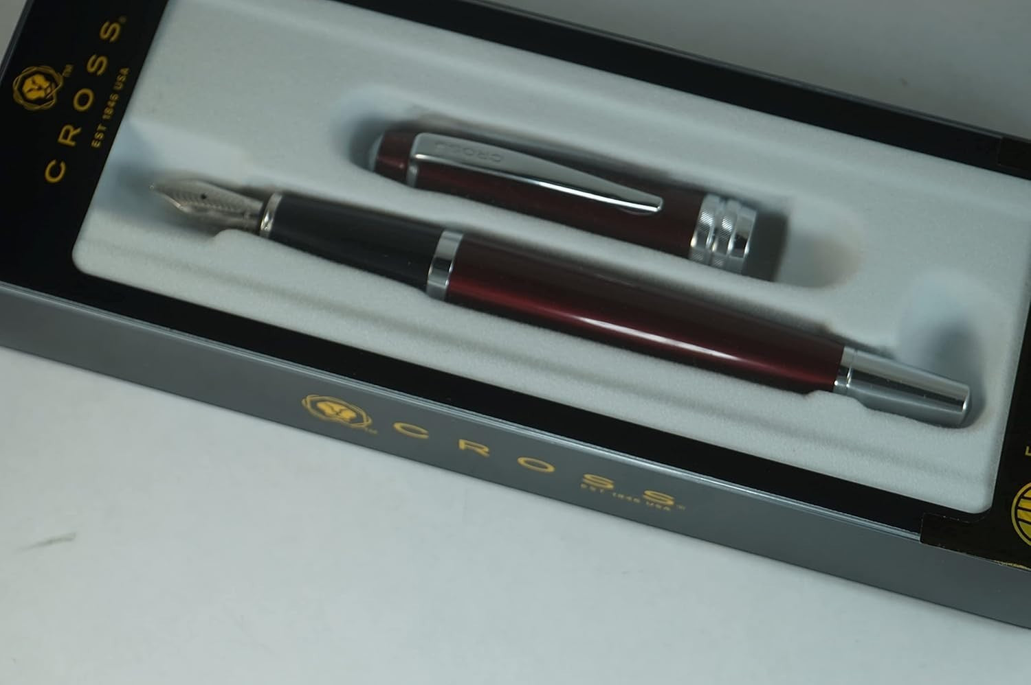 Luxury Red Fountain Pen Medium Nib Smooth Writing Elegant Gift Set