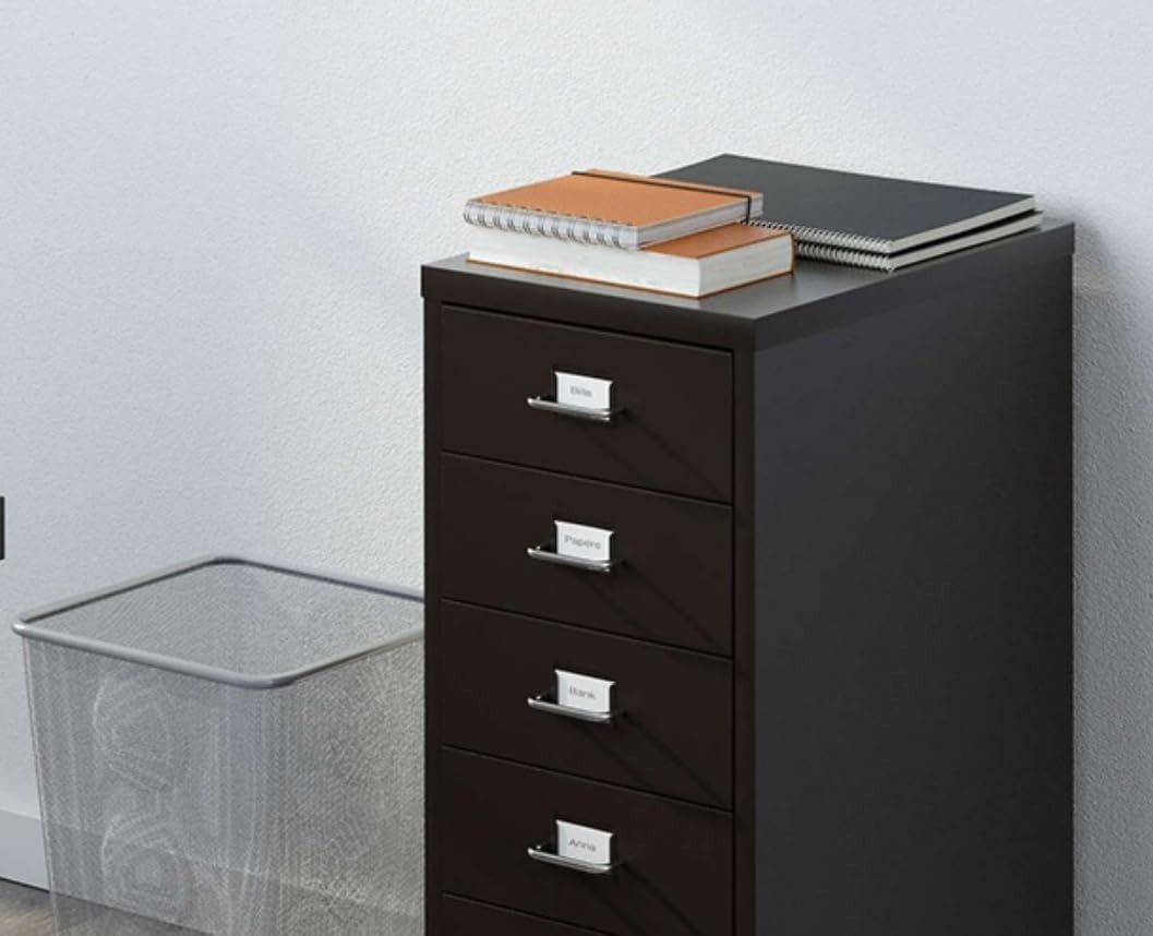 Tall Metal 5 Drawer Filing Cabinet Storage Chest on Wheels Home Office