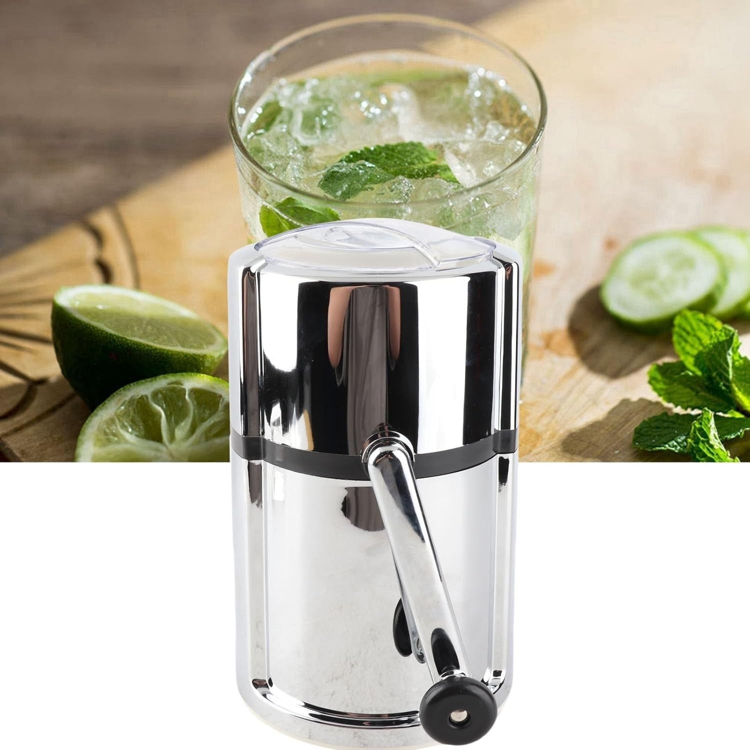 Manual Ice Crusher Stainless Steel Snow Cone Slush Maker Portable Hand Crank