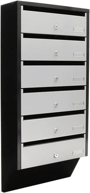 Wall Mounted 6 Slot Mailbox System – Lockable, Steel, Slim Space-Saving Design
