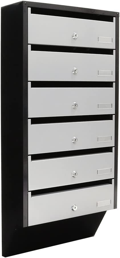 Wall Mounted 6 Slot Mailbox System – Lockable, Steel, Slim Space-Saving Design
