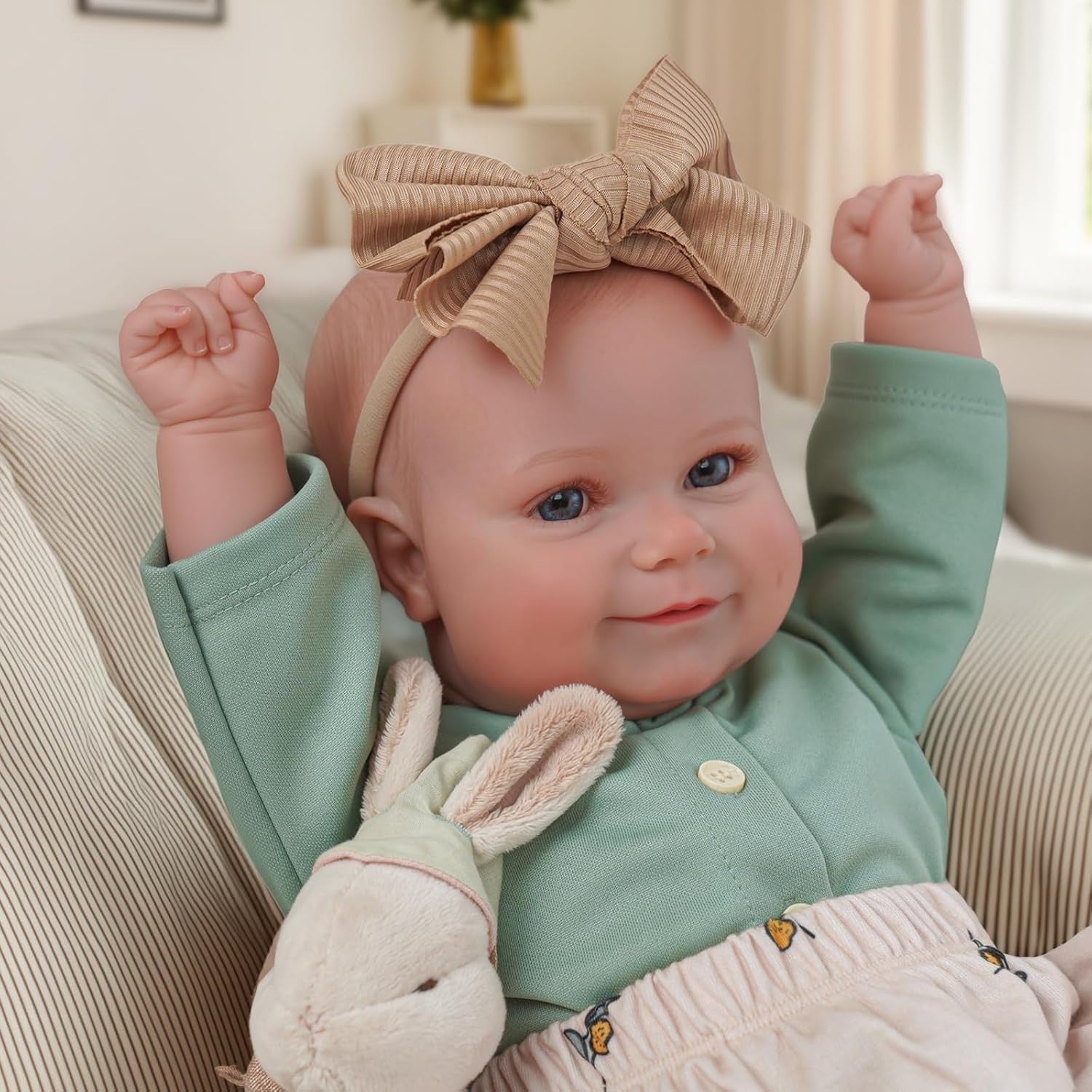 20” Reborn Baby Doll Soft Cloth Body Smiling Newborn Girl