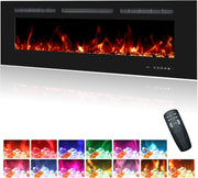 48" Wall Mounted Electric Fireplace Heater LED Fire & Timer Remote